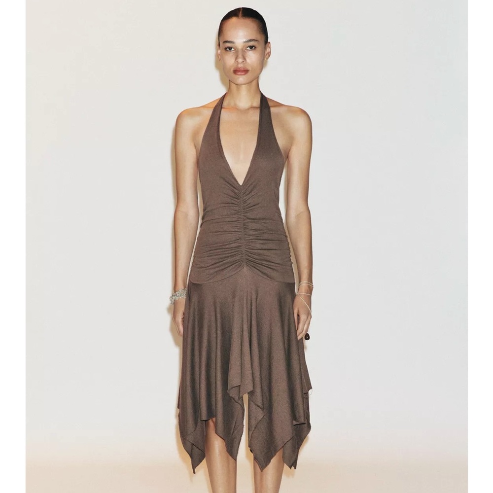 NWT ZARA ASYMMETRIC HALTER DRESS